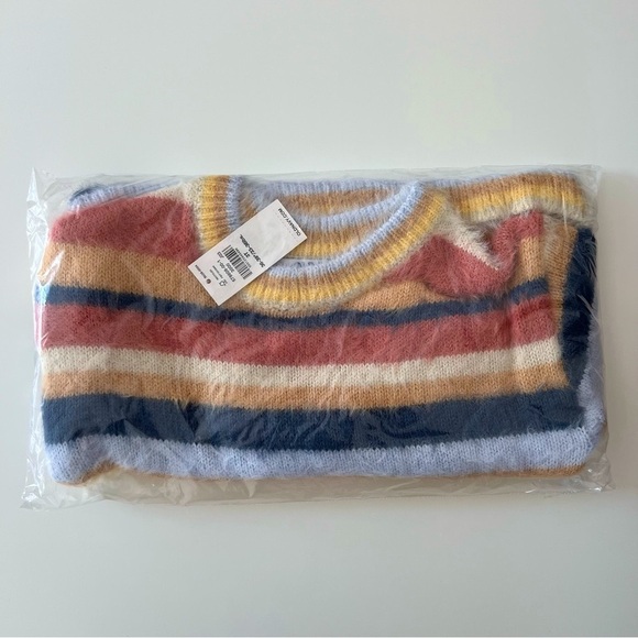 OLD NAVY Y2K Style Sweater Toddler Kids Eyelash Multicolor Striped Soft Fuzzy - Picture 2 of 5